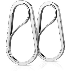 Hikenture Carabiner Key Chain – Anti-Lost Quick Release Caribeaner – Stainless Steel Outdoor Key Ring with Bottle Opener – Multi-Function Key Holder for Home,Camping,Fishing,Hiking,(2 Pack)