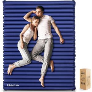 Hikenture Double Sleeping Pad for Camping, Ultralight 4″ Extra-Thick Camping Mattress 2 Person, Inflatable Backpacking Sleeping Mat, Hiking Air Mattress for Tent (Foot Pump)(Full XL)