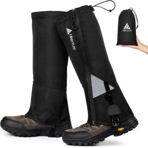 Hikenture Hiking Gaiters with Upgraded Zipper, Gaiters for Hiking Waterproof, Lightweight Leg Shoe Gaiters for Men Women(Black)