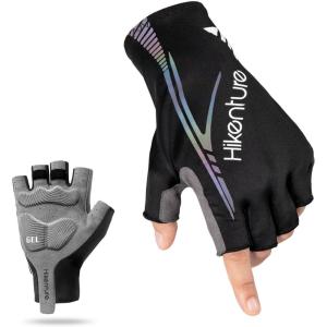 Hikenture Mens Cycling Gloves,5MM Padded Bike Gloves,Breathable & Anti-Slip Half Finger Bicycle Gloves(Black)
