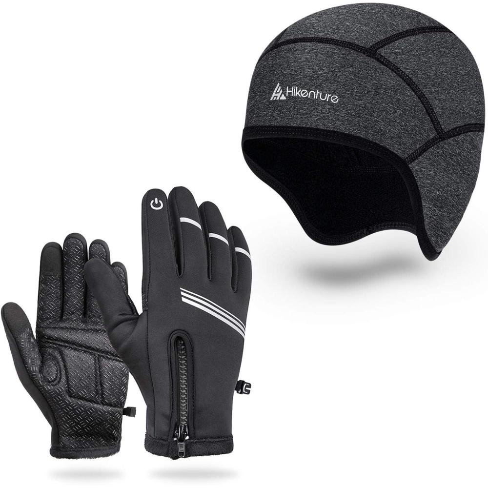 imageHikenture Winter Cycling Gloves M and Grey Skull Cap Helmet Liner for Men ampamp Women