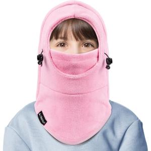 Hikenture Kids Balaclava Ski Mask, Children Winter Face Mask, Fleece Full Face Snow Mask with Adjustable Hood, Windproof Snowmobile Balaclava Neck Warmer & Winter Ski Hats for Boys, Girls(B2)
