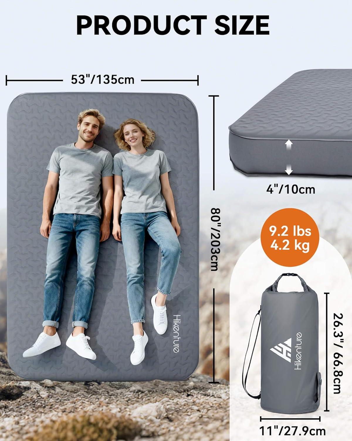image:imageHikenture 4 Thick Self Inflating Sleeping Pad Foam amp Air Camping Mattress 95 RValue Insulated Sleeping Mat Portable All Season Camping Pad for Tent Car Cot TruckFull 8053
