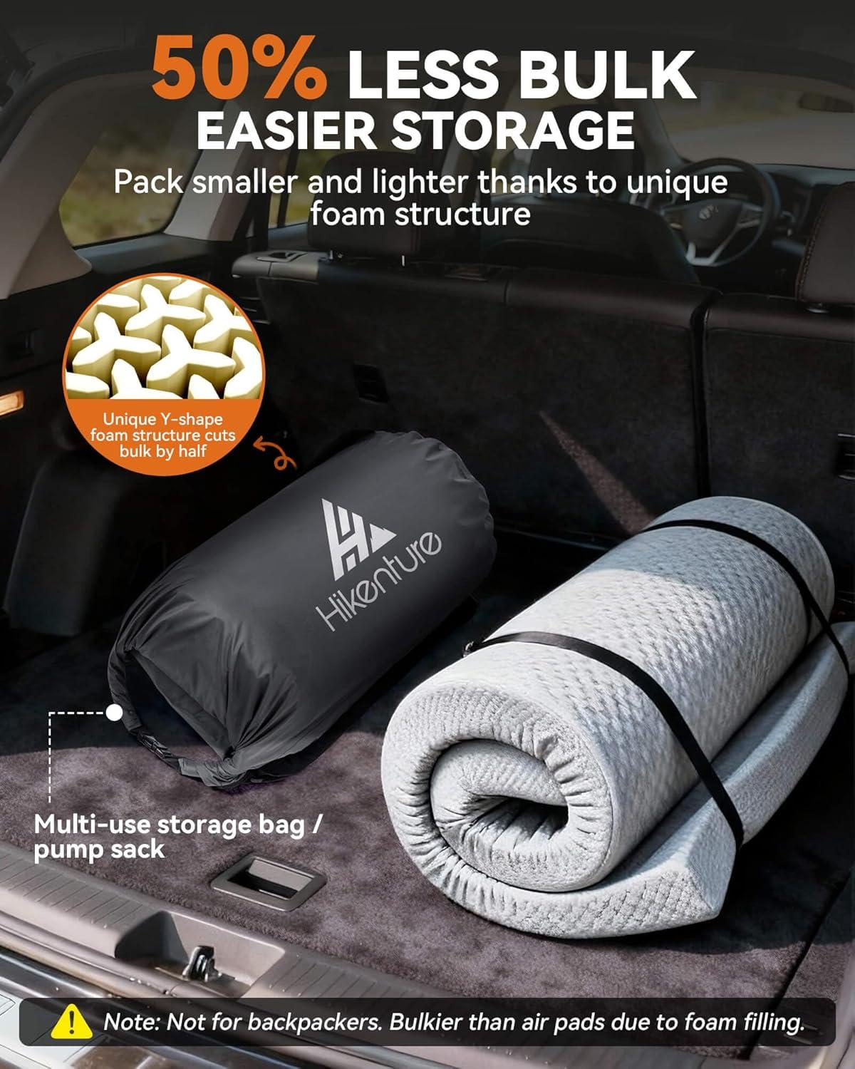 image:imageHikenture 4 Thick Self Inflating Sleeping Pad Foam amp Air Camping Mattress 95 RValue Insulated Sleeping Mat Portable All Season Camping Pad for Tent Car Cot TruckQueen 8060
