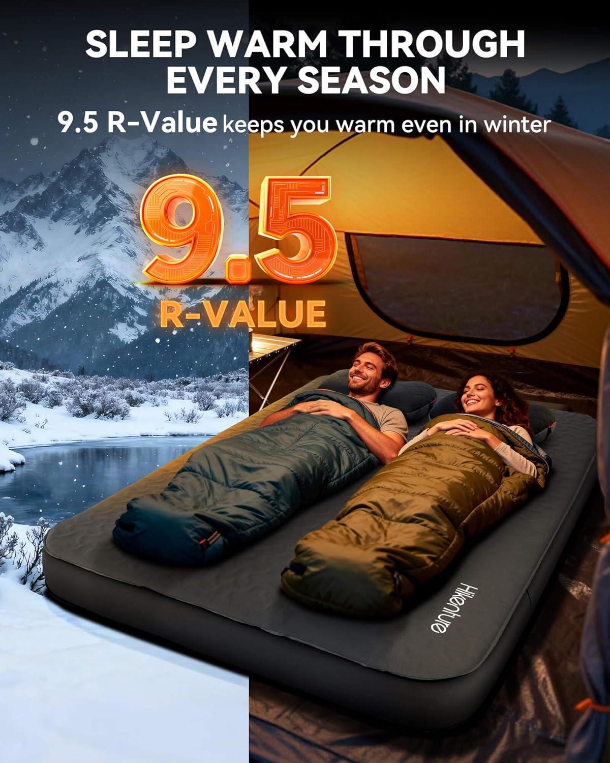 image:imageHikenture 4 Thick Self Inflating Sleeping Pad Foam amp Air Camping Mattress 95 RValue Insulated Sleeping Mat Portable All Season Camping Pad for Tent Car Cot TruckQueen 8060