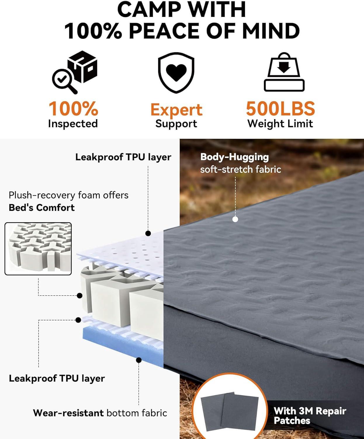 image:imageHikenture 4 Thick Self Inflating Sleeping Pad Foam amp Air Camping Mattress 95 RValue Insulated Sleeping Mat Portable All Season Camping Pad for Tent Car Cot TruckFull 8053