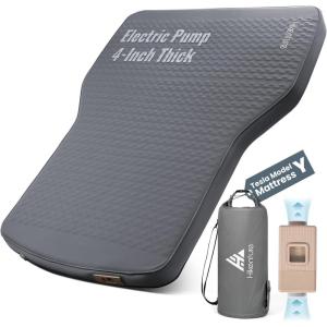 Hikenture Camping Mattress for Tesla Model Y, Electric Pump Self Inflating Sleeping Pad, 4” Thick Foam & Air Model Y Mattress Bed, 9.5 R-Value Insulated Camping Pads for Tesla